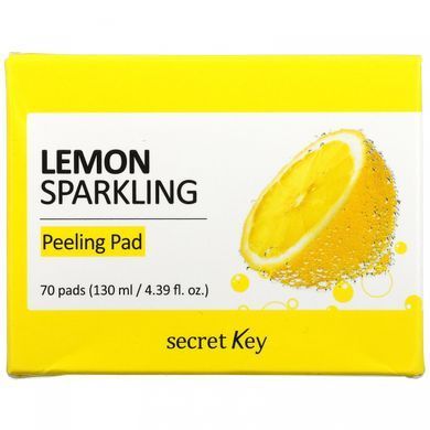 Secret Key, Пілінг-серветка з лимонним сяйвом, 70 подушечок, 4,39 рідких унцій (130 мл)