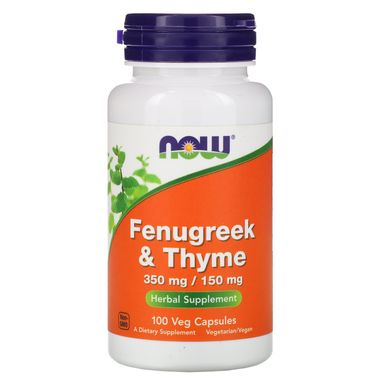 Пажитник і чебрець Now Foods (Fenugreek & Thyme) 350 мг / 150 мг 100 капсул