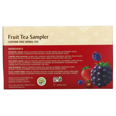 Набір фруктового чаю Fruit Tea Sampler, трав'яний чай, без кофеїну, Celestial Seasonings, 5 смаків, 18 пакетиків, 1,4 oz (40 г)