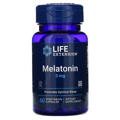 Мелатонін, Melatonin, Life Extension, 3 мг, 60 капсул