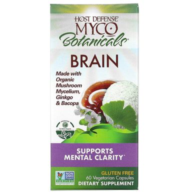 Харчова добавка з грибів і трав для покращення роботи мозку, MycoBotanicals Brain, Promotes Concentration, Memory and Cognitive, Fungi Perfecti, 60 капсул в рослинній оболонці
