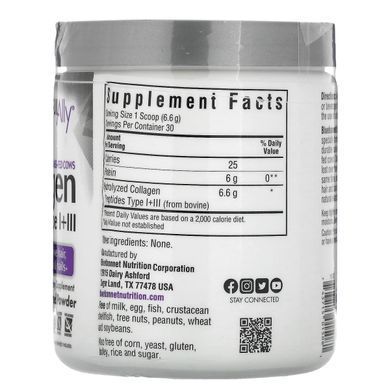 Колаген типу I + III Bluebonnet Nutrition (Collagen Type I + III) 198 г