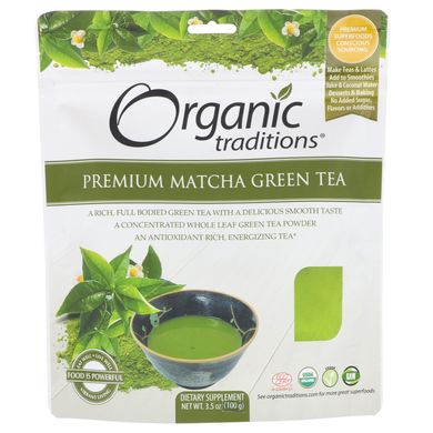 Зелений чай маття, преміум, Organic Traditions, 3,5 унції (100 г)