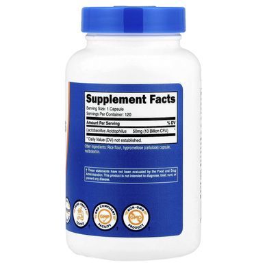 Nutricost, Lactobacillus Acidophilus, 50 mg (10 Billion CFU), 120 Capsules