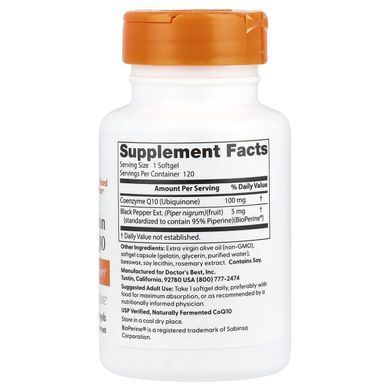 Coenzyme Q10 with BioPerine Doctors Best (High Absorption CoQ10 with BioPerine) 100 mg 120 soft capsules