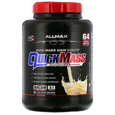 QuickMass, Гейнер, каталізатор швидкого збільшення маси, ваніль, ALLMAX Nutrition, 2,72 кг