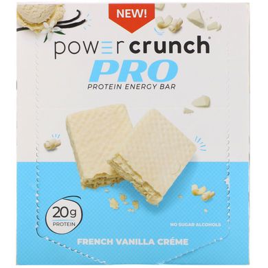 Энергетический батончик Power Crunch Protein, PRO, французский ванильный крем, BNRG, 12 батончиков, 2,0 унции (58 г) каждый