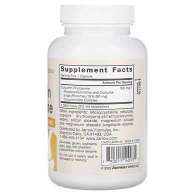 Фітосоми куркуміна, Curcumin Phytosome, Jarrow Formulas, 500 мг, 120 капсул в рослинній оболонці