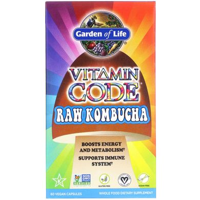 Комбуча (чайный гриб), RAW Kombucha, Garden of Life, 60 капсул купить в Киеве и Украине