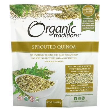 Organic Traditions, проросла квиноа, 12 унцій (340 г)