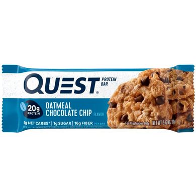 Quest Протеїнові батончики, Вівсянка з шоколадними крихтами Quest Protein Bar, Oatmeal Chocolate Chip, Quest Nutrition, 12 батончиків по 2,12 унції (60 г) кожен