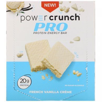 Energy Bar Power Crunch Protein, PRO, French Vanilla Cream, BNRG, 12 bars, 2.0 ounces (58 g) each