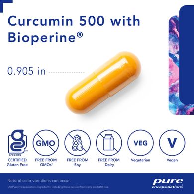 Куркумин 500 с биоперином Pure Encapsulations (Curcumin 500 with Bioperine) 120 капсул купить в Киеве и Украине