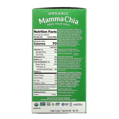 Закуска для выносливости Chia Squeeze, зеленое волшебство, Mamma Chia, 8 пакетиков по 3.5 унций (99 г) купить в Киеве и Украине