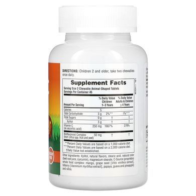 Дитячий вітамін C Nature's Plus (Source of Life Animal Parade Vitamin C) 90 жувальних таблеток у формі тварин без цукру апельсиновий сік