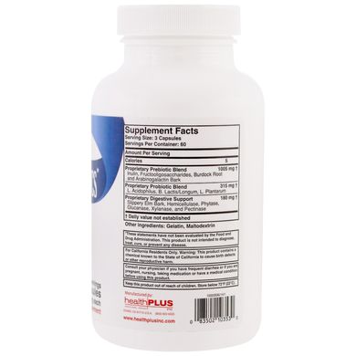 Пребіотична формула, Health Plus, 500 мг, 180 капсул