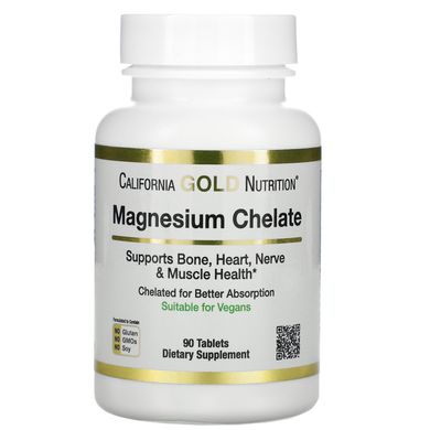 Магній хелат California Gold Nutrition (Magnesium Chelate) 90 таблеток