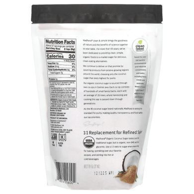 Натуральний кокосовий цукор, Madhava Natural Sweeteners, 1 фунт (454 г)