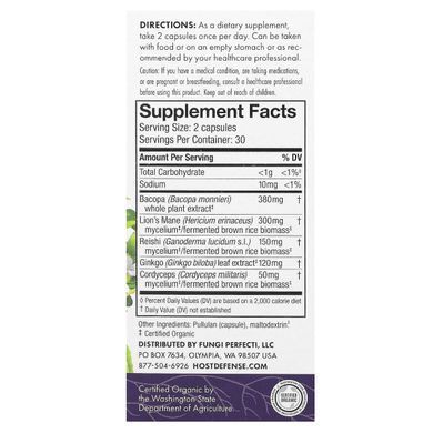 Fungi Perfecti (MycoBotanicals Brain) mushroom and herb complex for the brain 60 capsules in a vegetable shell for concentration, memory and cognitive function