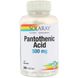 Пантотенова кислота, Pantothenic Acid, Solaray, 500 мг, 250 вегетаріанських капсул фото
