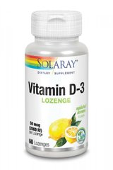 Вітамін D-3 Solaray (Vitamin D-3) 2000 МО 60 льодяників зі смаком лимона