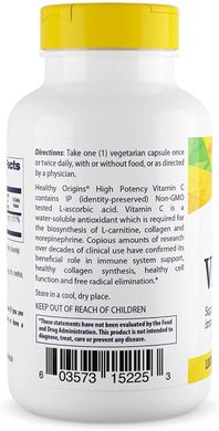 Вітамін С, аскорбінова кислота, Vitamin C, Healthy Origins, 1000 мг, 120 вегетаріанських капсул