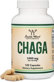 Гриб Чага для поддержки иммунитета и пищеварения Double Wood (Chaga Mushroom) 500 мг 120 капсул купить в Киеве и Украине