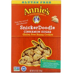 Печива-зайчики без глютену, снікердудл з коричневим цукром, Annie's Homegrown, 6,75 унцій (191 г)