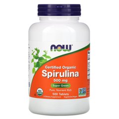 Спирулина Now Foods (Certified Organic Spirulina) 500 мг 500 таблеток купить в Киеве и Украине