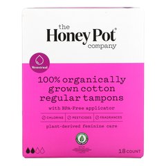 100% органічні звичайні тампони, 100% Organic Regular Tampons, The Honey Pot Company, 18 шт