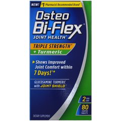 Здоров'я суглобів, потрійна сила + куркума, Osteo Bi-Flex, 80 таблеток з покриттям