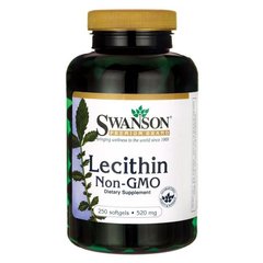 Соєвий лецитин без ГМО, Lecithin Non-GMO, Swanson, 520 мг, 250 капсул