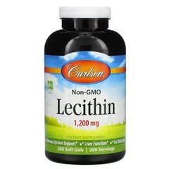 Лецитин, Lecithin, Carlson Labs, 1200 мг, 280 мягких таблеток купить в Киеве и Украине