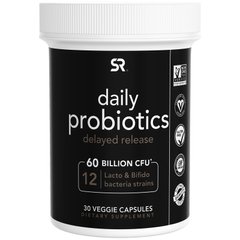 Пробиотики с замедленным высвобождением Sports Research (Daily Probiotics) 60 млрд. КОЕ 30 вегетарианских капсул купить в Киеве и Украине