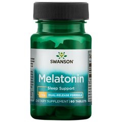 Мелатонин - двойной релиз, Melatonin - Dual-Release, Swanson, 3 мг, 60 таблеток купить в Киеве и Украине