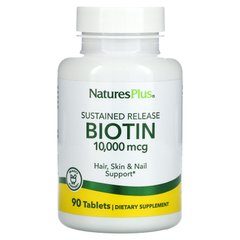 Біотин з уповільненим вивільненням Nature's Plus (Biotin) 10000 мкг 90 таблеток