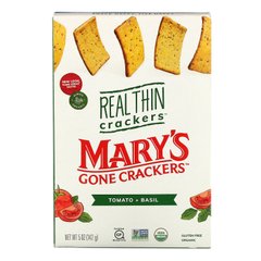 Mary's Gone Crackers, Справжні тонкі крекери, помідори та базилік, 5 унцій (142 г)