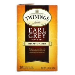 Twinings, Чорний чай Ерл Грей, без кофеїну, 20 чайних пакетиків, 1,23 унції (35 г)