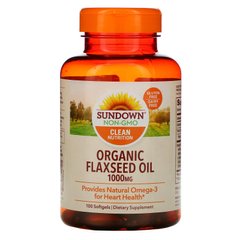Органическое льняное масло Sundown Naturals (Organic Flaxseed Oil) 1000 мг 100 капсул купить в Киеве и Украине