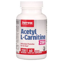 Ацетил L-карнитин, Acetyl L-Carnitine, Jarrow Formulas, 250 мг, 60 вегетарианских капсул купить в Киеве и Украине