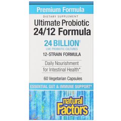 Остаточний пробіотик 24/12 Формула, Ultimate Probiotic 24/12 Formula, Natural Factors, 24 Billion CFU, 60 вегетаріанських капсул
