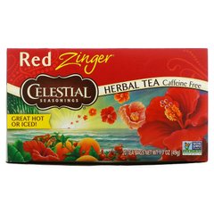 Трав'яний чай, без кофеїну, Red Zinger, Celestial Seasonings, 20 чайних пакетиків, 1,7 унцій (49 г)