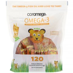 Омега-3, тропический апельсин + витамин D для детей, Coromega, 120 пакетиков купить в Киеве и Украине