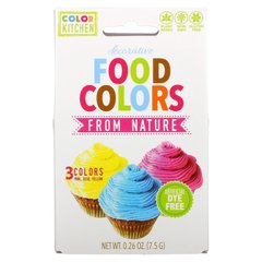 Прикраса, харчові барвники, взяті у природи, ColorKitchen, 3 пакетика з барвниками, 0,24 унц (6,9 м)