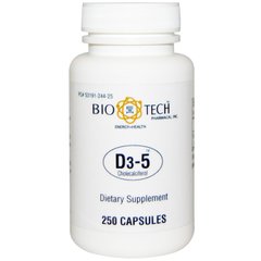 D3-5 холекальциферол, Bio Tech Pharmacal, Inc, 250 капсул купить в Киеве и Украине