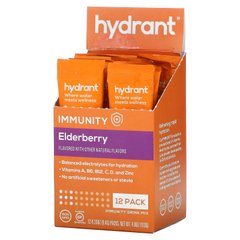 Hydrant, Суміш для напоїв для імунітету, бузина, 12 упаковок, по 0,33 унції (9,4 г) кожна