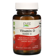 Вітамін-D, Pure Essence, 2000 МО, 30 вегетаріанських капсул