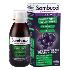 Самбукол сироп для імунітету Чорна бузина + Вітамін С + Цинк БЕЗ ЦУКРУ Sambucol (Immuno Forte) 120 мл
