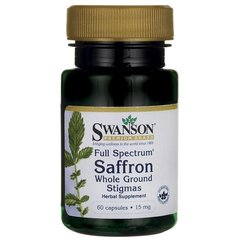 Шафран (цільнозернові стигми), Full Spectrum Saffron (Whole Ground Stigmas), Swanson, 15 мг, 60 капсул