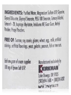 Сульфат магния крем, Magnesium Sulfate Cream, Kirkman labs, 4 унции (113 грамм) купить в Киеве и Украине